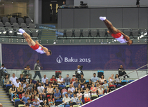 Birinci Avropa Oyunları çərçivəsində aerobika və batut gimnastikası üzrə təsnifat yarışlarının növbəti mərhələsi başlayıb. Bakı, Azərbaycan, 19 iyun 2015