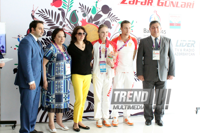 Azərbaycan Milli Olimpiya Komitəsində I Avropa Oyunlarında medal qazanan gimanstlarımızla görüş. Bakı, Azərbaycan, 22 iyun 2015