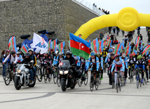 Baku hosts cycling race under “Our Flag – Source of Our Proud!” motto. Azerbaijan, Nov.02, 2015 