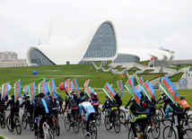 Baku hosts cycling race under “Our Flag – Source of Our Proud!” motto. Azerbaijan, Nov.02, 2015 