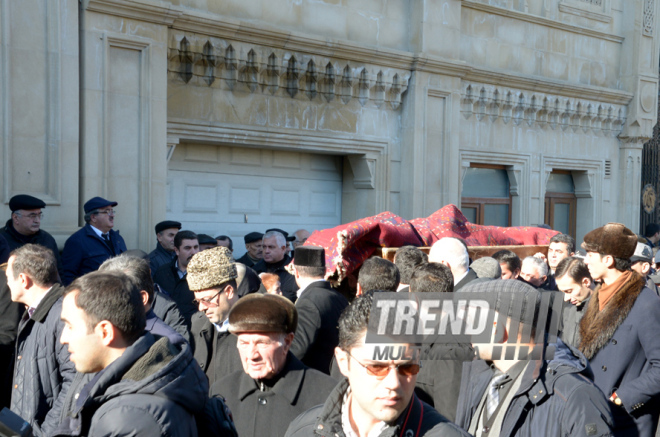 Farewell ceremony for people’s poet Zalimkhan Yagub.  Baku. Azerbaijan, 11 Jan. 2016