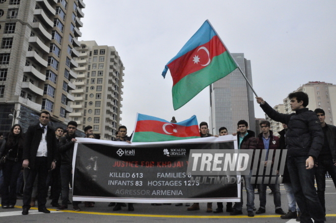 Azerbaijani public honors memory of Khojaly genocide victims. Baku, 26 Feb. 2016 