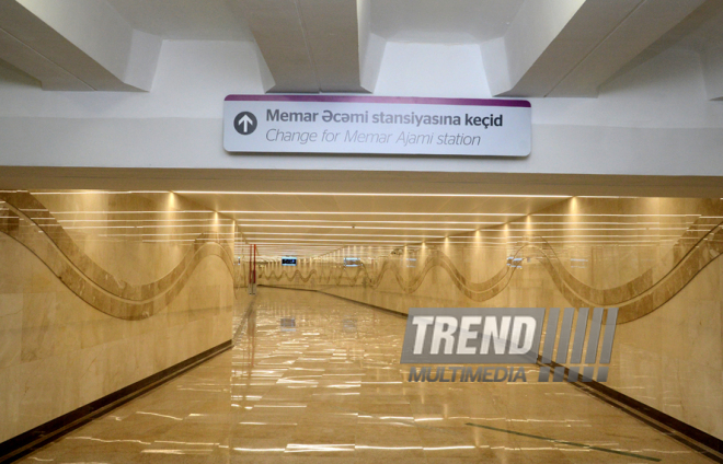 Newly opened "Avtovaghzal" and "Memar Ajami" metro stations in Baku. Azerbaijan, Baku, 19 apr. 2016