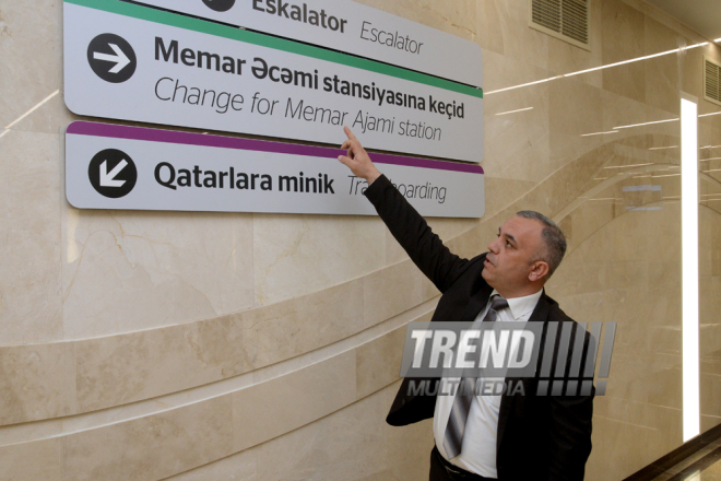 Newly opened "Avtovaghzal" and "Memar Ajami" metro stations in Baku. Azerbaijan, Baku, 19 apr. 2016