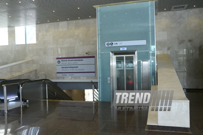 Newly opened "Avtovaghzal" and "Memar Ajami" metro stations in Baku. Azerbaijan, Baku, 19 apr. 2016