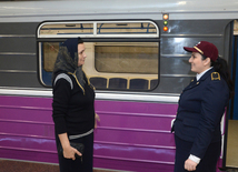 Newly opened "Avtovaghzal" and "Memar Ajami" metro stations in Baku. Azerbaijan, Baku, 19 apr. 2016