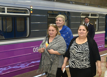 Newly opened "Avtovaghzal" and "Memar Ajami" metro stations in Baku. Azerbaijan, Baku, 19 apr. 2016