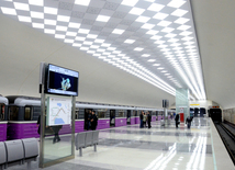 Newly opened "Avtovaghzal" and "Memar Ajami" metro stations in Baku. Azerbaijan, Baku, 19 apr. 2016