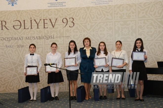 Baku hosts award ceremony of winners of Best Presentation contest, dedicated to the 93rd anniversary of national leader Heydar Aliyev. Azerbaijan, Baku, 5 May 2016 