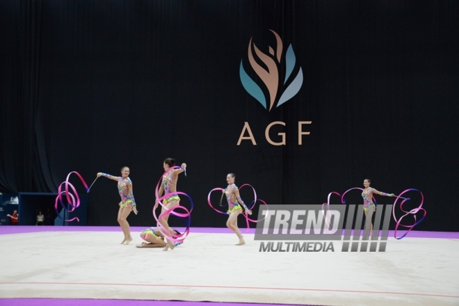 Bakıda Azərbaycan yığması gimnastlarının yoxlama məşqləri və çıxışları keçirilib. Azərbaycan, Bakı, 13 iyun 2016