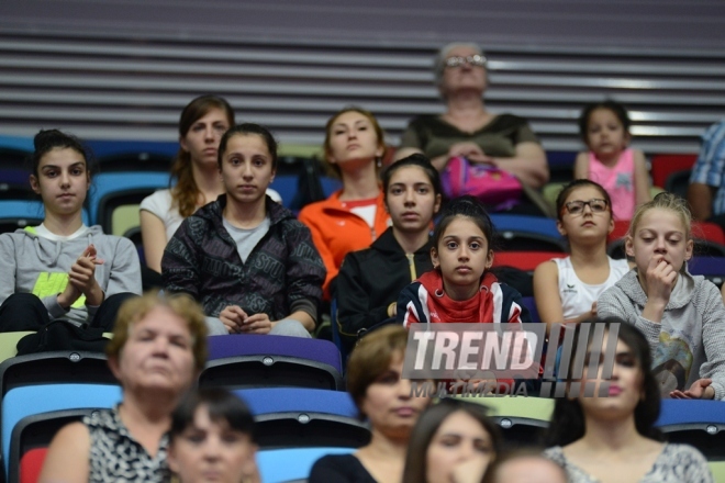 Bakıda Azərbaycan yığması gimnastlarının yoxlama məşqləri və çıxışları keçirilib. Azərbaycan, Bakı, 13 iyun 2016