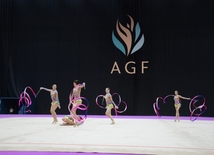 Bakıda Azərbaycan yığması gimnastlarının yoxlama məşqləri və çıxışları keçirilib. Azərbaycan, Bakı, 13 iyun 2016