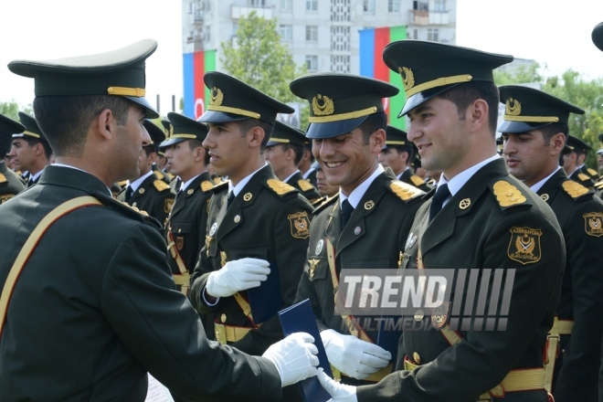 Церемония  выпуска в Азербайджанской высшей военной школе  им. Гейдара Алиева. Азербайджан, Баку, 23 июня 2016