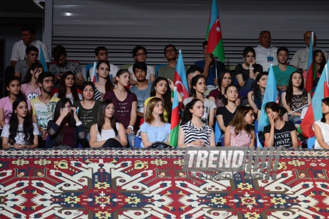 At opening ceremony of FIG World Cup Final in Rhythmic Gymnastics. Azerbaijan, Baku, 22 July 2016