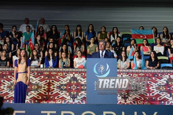 At opening ceremony of FIG World Cup Final in Rhythmic Gymnastics. Azerbaijan, Baku, 22 July 2016