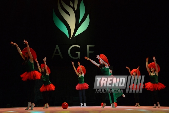 At opening ceremony of FIG World Cup Final in Rhythmic Gymnastics. Azerbaijan, Baku, 22 July 2016