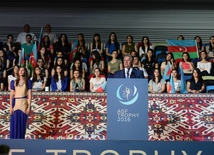 At opening ceremony of FIG World Cup Final in Rhythmic Gymnastics. Azerbaijan, Baku, 22 July 2016