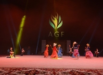 At opening ceremony of FIG World Cup Final in Rhythmic Gymnastics. Azerbaijan, Baku, 22 July 2016