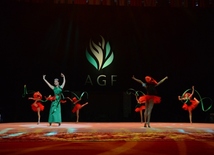 At opening ceremony of FIG World Cup Final in Rhythmic Gymnastics. Azerbaijan, Baku, 22 July 2016