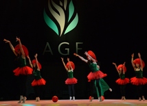 At opening ceremony of FIG World Cup Final in Rhythmic Gymnastics. Azerbaijan, Baku, 22 July 2016