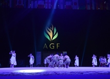 At opening ceremony of FIG World Cup Final in Rhythmic Gymnastics. Azerbaijan, Baku, 22 July 2016