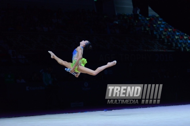 Bakıda bədii gimnastika üzrə Dünya Kuboku yarışlarının ikinci günü başladı. Azərbaycan, Bakı, 23 iyul 2016