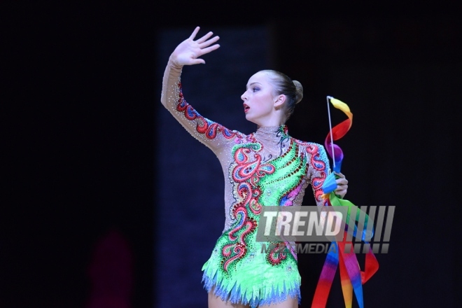 Bakıda bədii gimnastika üzrə Dünya Kuboku yarışlarının ikinci günü başladı. Azərbaycan, Bakı, 23 iyul 2016