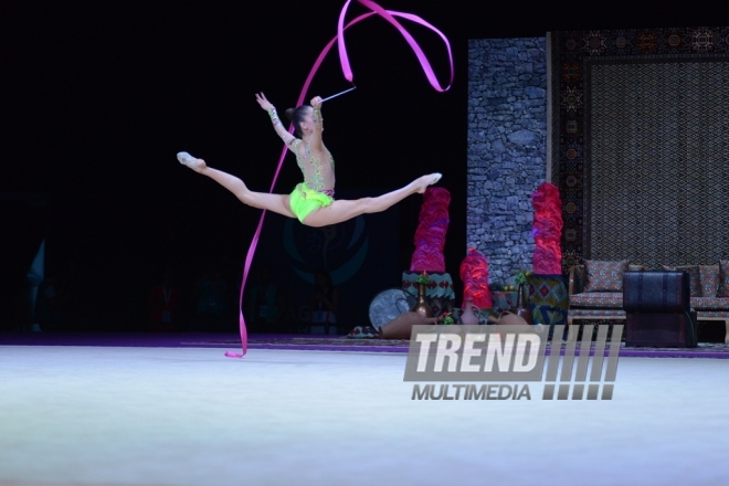 Bakıda bədii gimnastika üzrə Dünya Kuboku yarışlarının sonuncu günü. Azərbaycan, Bakı, 24 iyul 2016