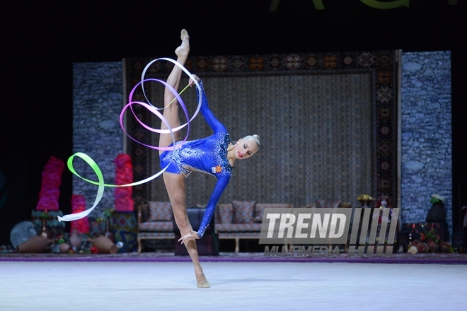 Bakıda bədii gimnastika üzrə Dünya Kuboku yarışlarının sonuncu günü. Azərbaycan, Bakı, 24 iyul 2016