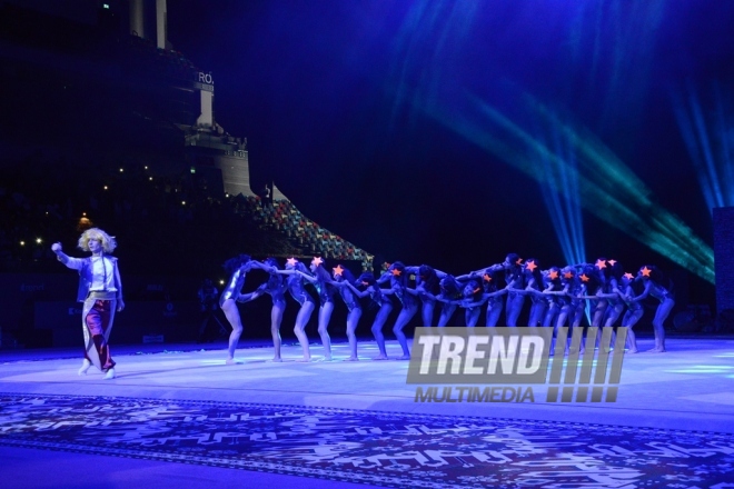 Gala concert, closing ceremony of FIG World Cup Final in Rhythmic Gymnastics held in Baku.
Azerbaijan, Baku, July 24, 2016 