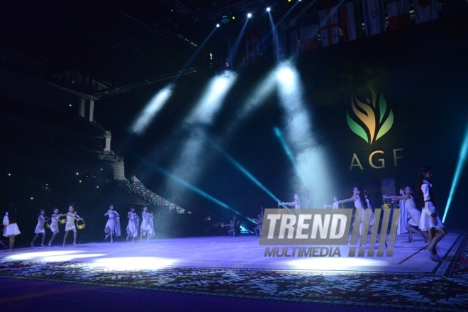 Gala concert, closing ceremony of FIG World Cup Final in Rhythmic Gymnastics held in Baku.
Azerbaijan, Baku, July 24, 2016 