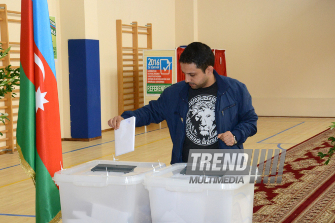 Constitutional referendum voting underway in Azerbaijan.