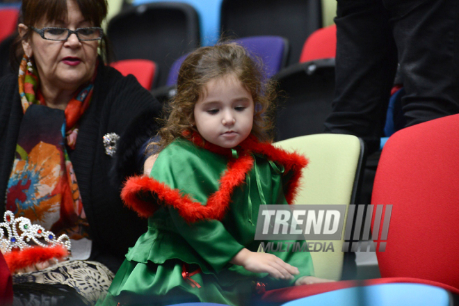 Azerbaijan Gymnastics Federation demonstrates show "Bremen Town Musicians". Azerbaijan, Baku, december 24, 2016