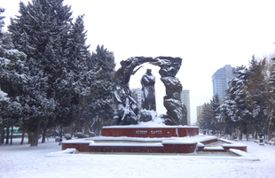 Snowy landscapes in Baku. Azerbaijan, Feb.1, 2017