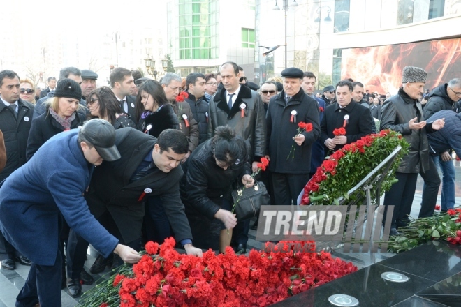 Nationwide march on 25th anniversary of Khojaly genocide. Baku, Azerbaijan. Feb. 26, 2017