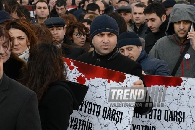 Nationwide march on 25th anniversary of Khojaly genocide. Baku, Azerbaijan. Feb. 26, 2017