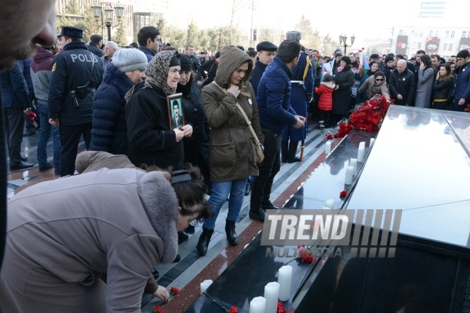 Nationwide march on 25th anniversary of Khojaly genocide. Baku, Azerbaijan. Feb. 26, 2017