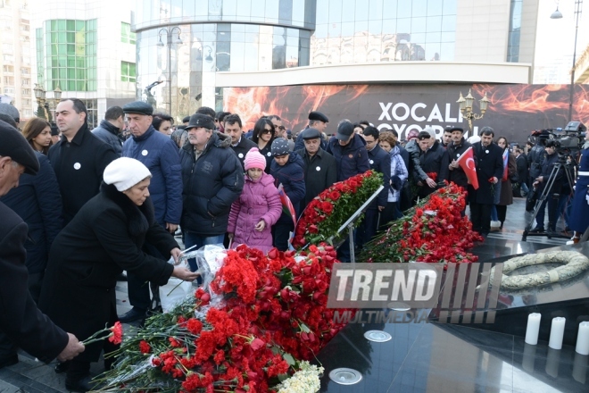 Xocalı soyqırımın 25-ci ildönümü ilə əlaqədar ümumxalq yürüşündə. Baku, Azərbaycan, 26 fevral 2017