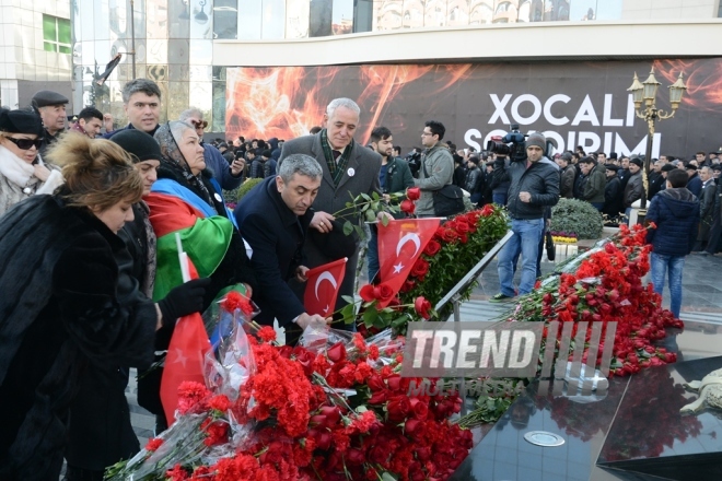 Nationwide march on 25th anniversary of Khojaly genocide. Baku, Azerbaijan. Feb. 26, 2017