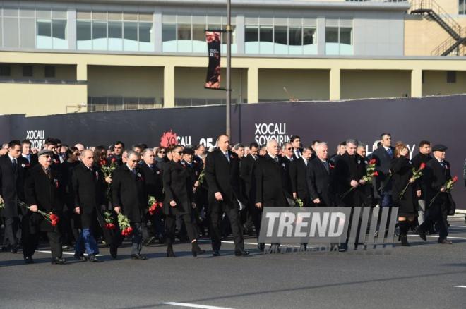 Nationwide march on 25th anniversary of Khojaly genocide. Baku, Azerbaijan. Feb. 26, 2017