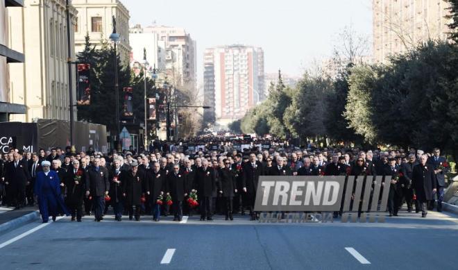 Nationwide march on 25th anniversary of Khojaly genocide. Baku, Azerbaijan. Feb. 26, 2017