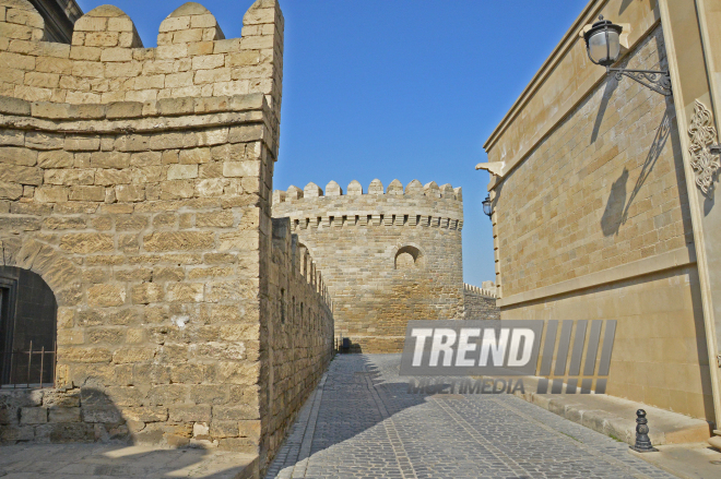 A stroll in the "Icheri Sheher" Historical and Architectural Reserve. Azerbaijan, 11 march, 2017