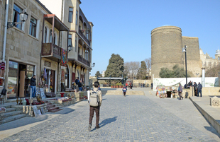 A stroll in the "Icheri Sheher" Historical and Architectural Reserve. Azerbaijan, 11 march, 2017