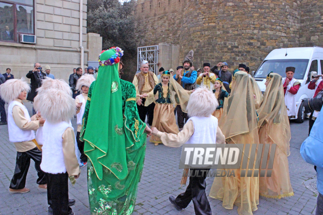 Novruz holiday caravan on Baku streets. Azerbaijan, 14 march, 2017