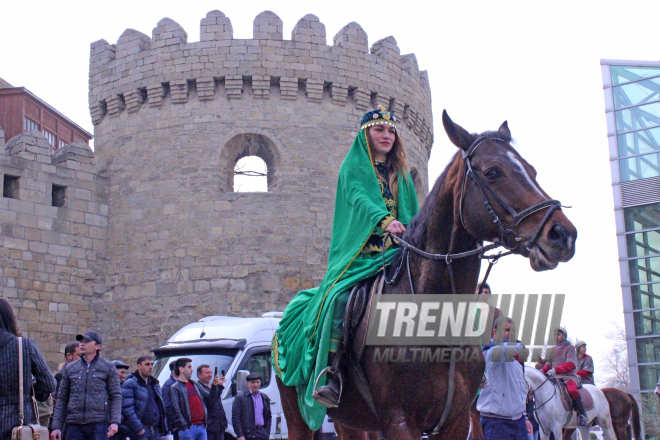 Novruz holiday caravan on Baku streets. Azerbaijan, 14 march, 2017