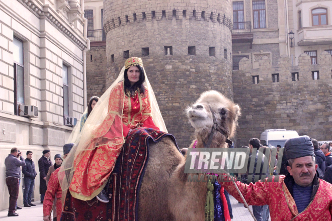 Novruz holiday caravan on Baku streets. Azerbaijan, 14 march, 2017