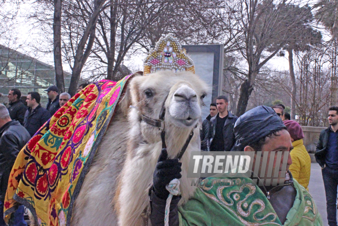 Novruz holiday caravan on Baku streets. Azerbaijan, 14 march, 2017