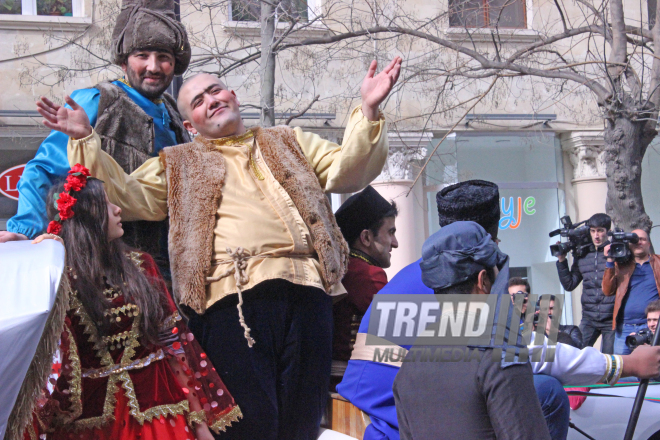 Novruz holiday caravan on Baku streets. Azerbaijan, 14 march, 2017