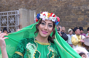 Novruz holiday caravan on Baku streets. Azerbaijan, 14 march, 2017