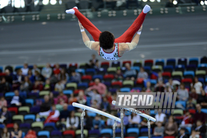 Day 3 of FIG World Cup in artistic gymnastics kicks off in Baku. Azerbaijan, 18 march, 2017
